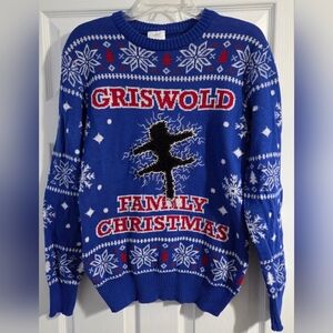 Griswold Family Ugly Christmas Blue Sweater Medium